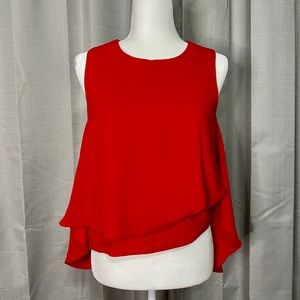 Red asymmetric blouse